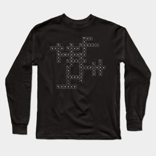 (1965TSF-D) Crossword pattern with words from a famous 1965 science fiction book. [Dark Background] Long Sleeve T-Shirt